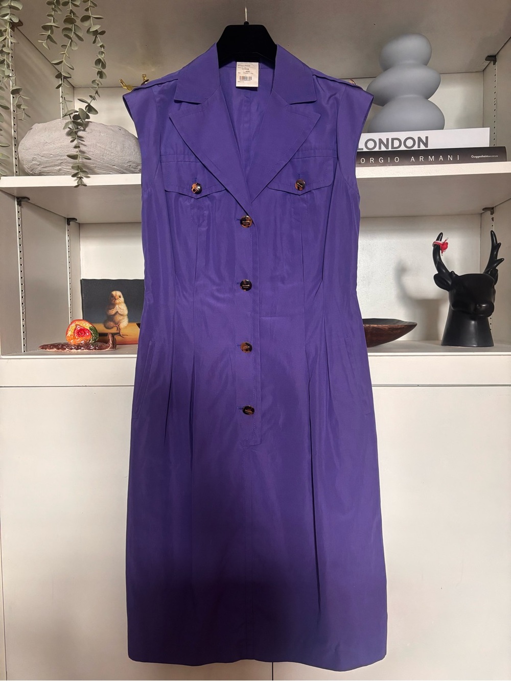 Escada Violet Sleeveless Button-Front Dress